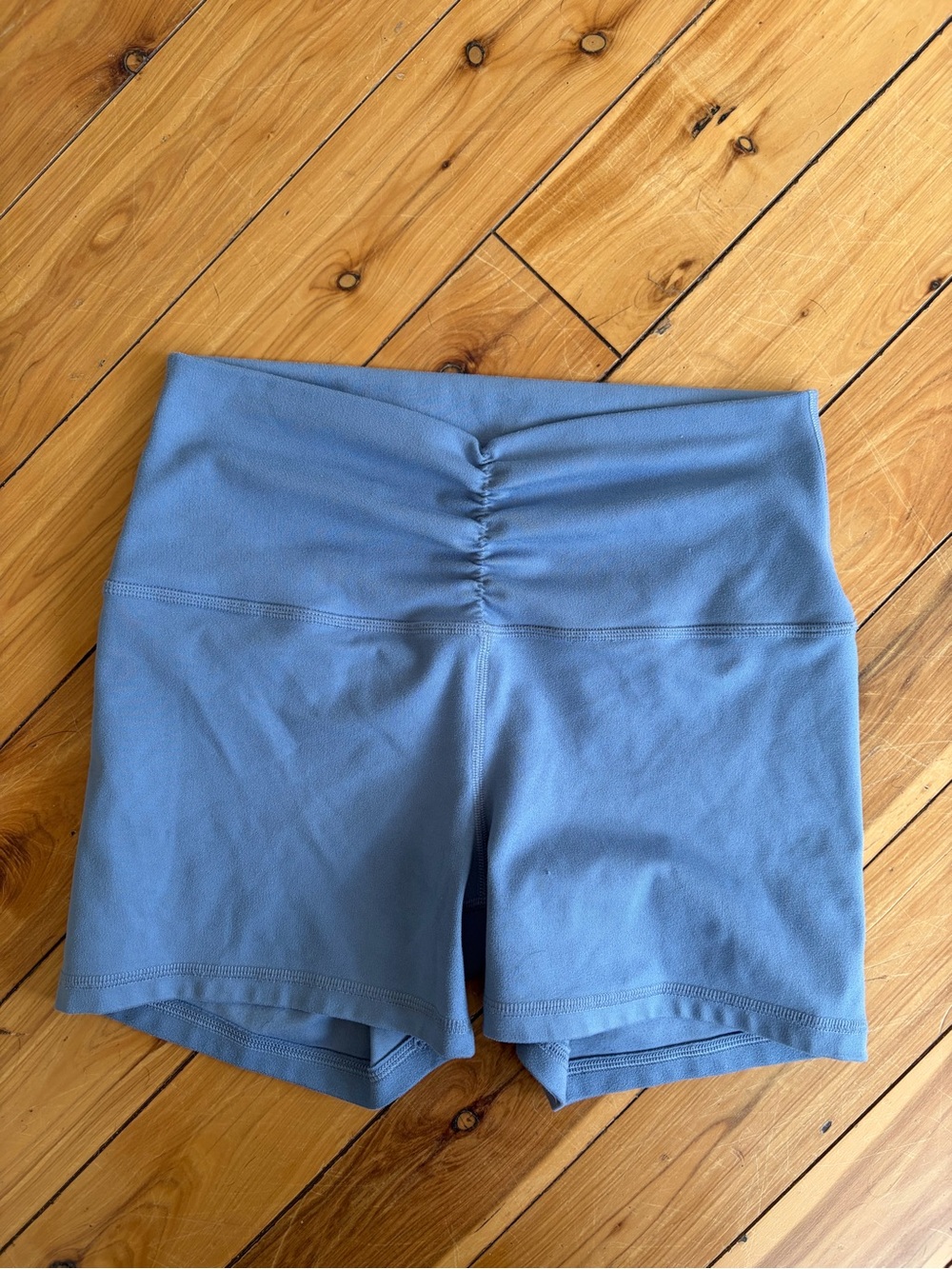 Gilly Hicks Dusty Blue Ruched High-Rise Athletic Shorts
